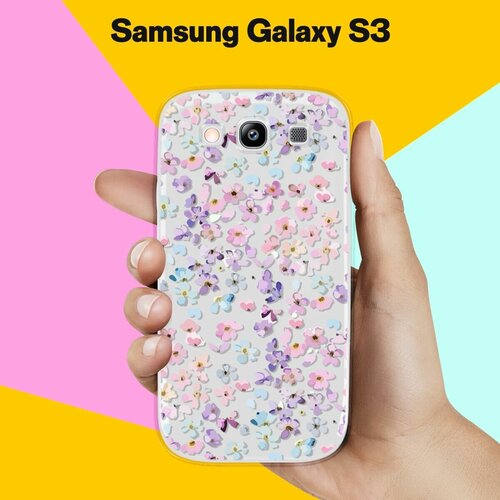 силиконовый чехол на samsung galaxy s3 самсунг с3 с принтом розовые лепестки Силиконовый чехол на Samsung Galaxy S3 Розовые цветы / для Самсунг Галакси С3