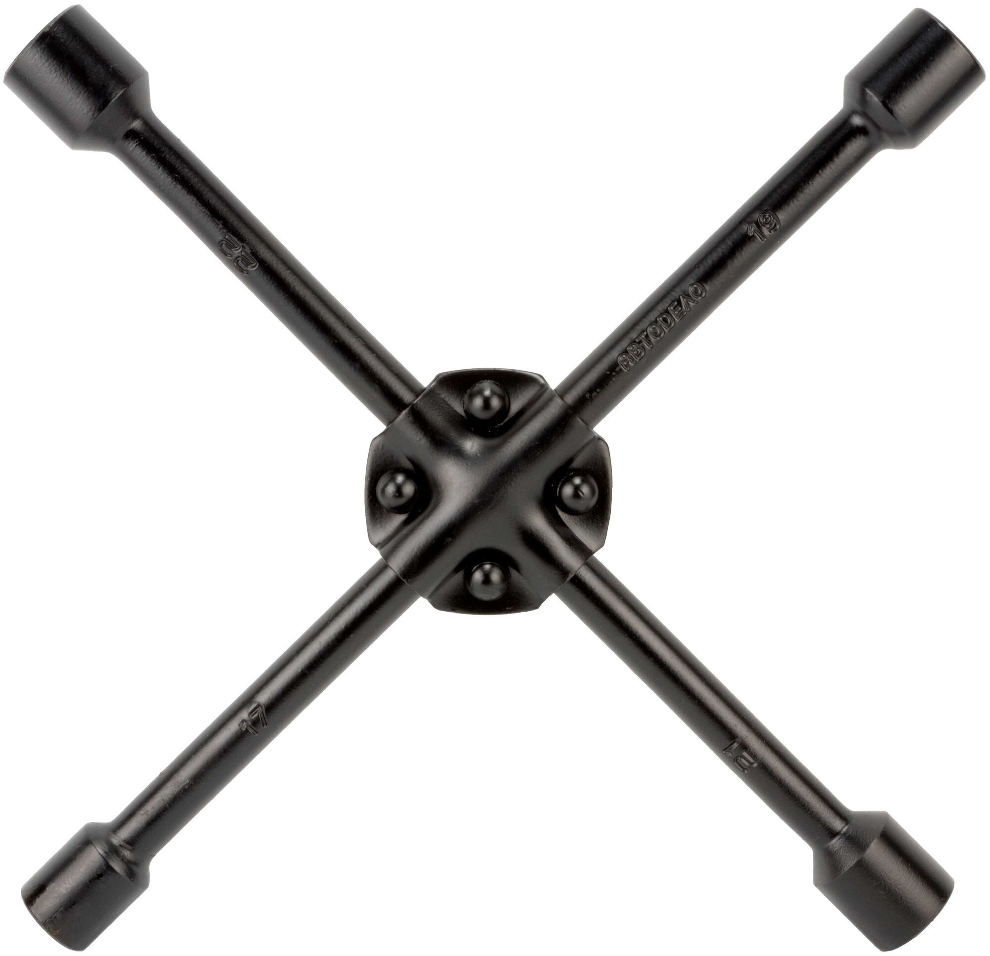 Ключ баллонный крестовой, балонник "АвтоДело" 17, 19, 21, 22 мм. усиленный, черный, 30817