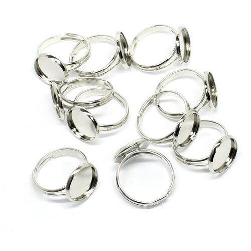 Основа для кольца под кабошон вставку диаметр 12 мм цвет серебристый 10 шт ВсемБусики 359₽