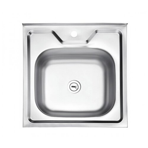Мойка кухонная из нержавеющей стали, накладная 500x500x140 (0,4 мм), выпуск малый, матовая без сифона