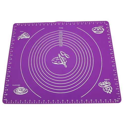 фото Силиконовый коврик для раскатывания теста, 50х40 см фиолетовый markethot