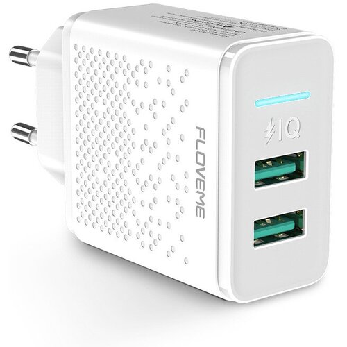FLOVEME IQ сетевое зарядное устройство 2 USB светодиодный индикатор ЗУ Белое GC-06
