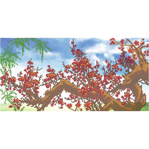 Вышивка бисером картины Цветущая сакура 36,6*18см