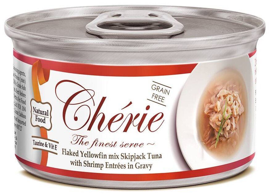 PETTRIC CHERIE ADULT CAT GRAIN FREE TUNA & SHRIMP беззерновые для взрослых кошек с тунцом и креветками в подливе (80 гр х 24 шт)