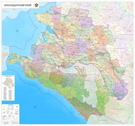 Настенная карта Краснодарского края 140х150 см (на баннере)