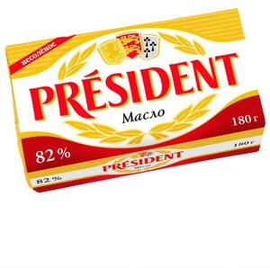 Масло кислосливочное President несолёное 82%