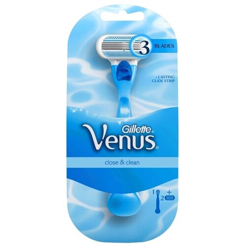 Gillette Бритвенный станок женский Venus Smooth 3 лезвия c 2 сменными кассетами