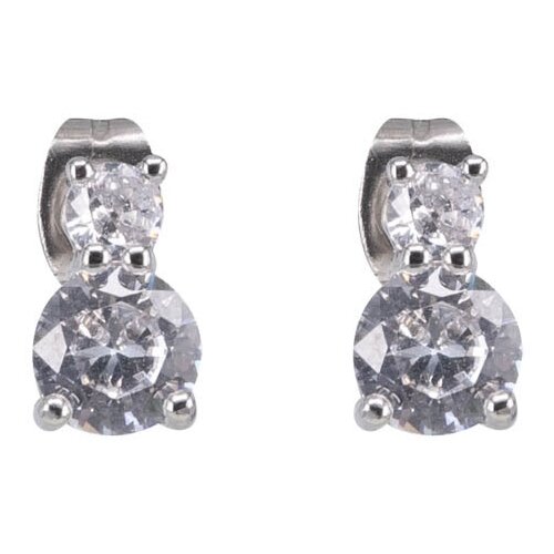 фото Серьги бижутерные циркон (замок-гвоздик, бижутерный сплав, серебристый) 1-56481 otokodesign