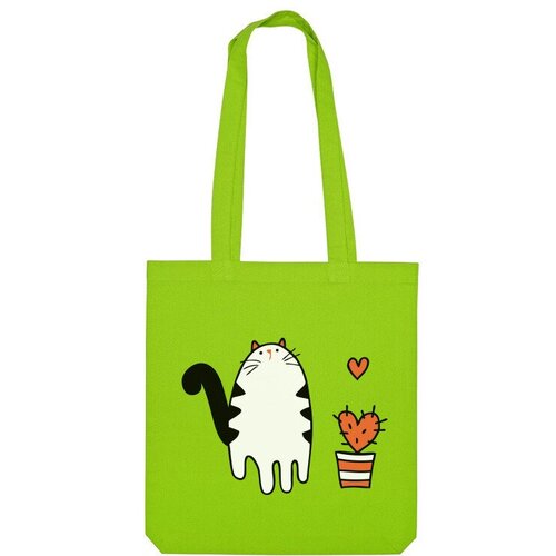 Сумка шоппер Us Basic, зеленый сумка кот и кактус красный