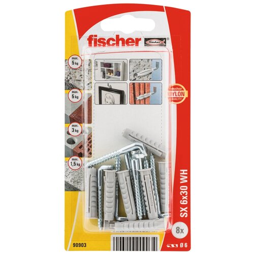 фото Дюбель для полнотелых материалов fischer sx 6x30 с прямым крюком,8шт.