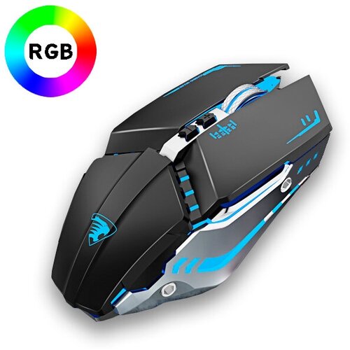 Механическая беспроводная мышь EWEADN бесшумная игровая Bluetooth 51 с подсветкой RGB Черныйсеребро 148000₽