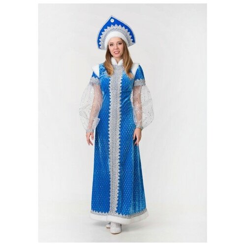 фото Карнавальный костюм "снегурочка", платье, кокошник, р.50, рост 170 см mikimarket