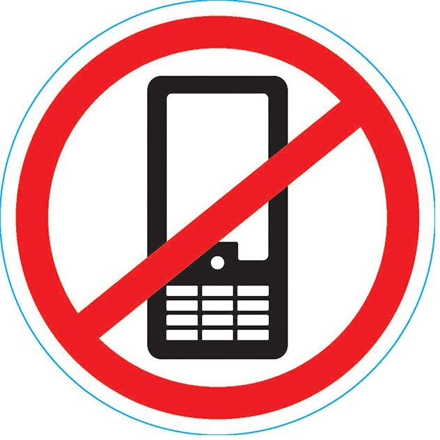 Наклейка из ПВХ "Использование мобильных телефонов запрещено" 150х150 мм (5 шт)