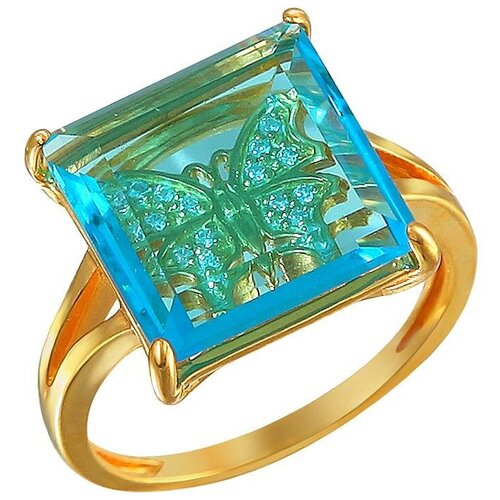 фото Эстет кольцо с алпанитом и фианитами из серебра с позолотой с16к253276п, размер 18