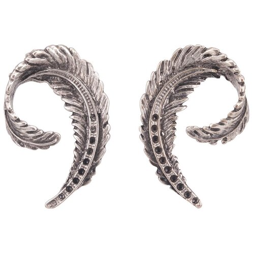 фото Серьги бижутерные перо (замок-гвоздик, бижутерный сплав, серебристый) 1-54838 otokodesign