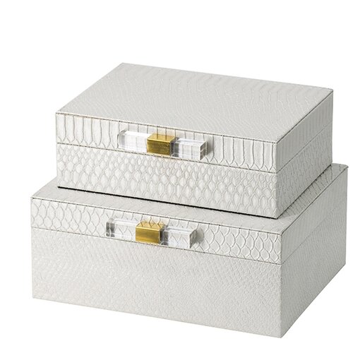 фото Шкатулки, набор 2 предмета 26x21x11 см, белый glasar