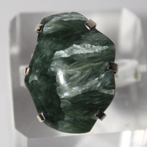 фото Кольцо true stones, серафинит, размер 17, зеленый