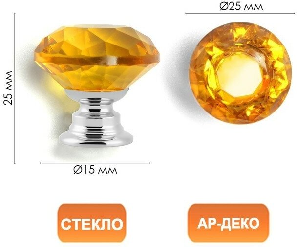 Ручка кнопка CAPPIO, цвет золотой "Алмаз", стеклянная, d=25 мм - фотография № 1