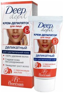 Фото Floresan Деликатный крем-депилятор для лица Deep Depil для чувствительной кожи с персиковым маслом