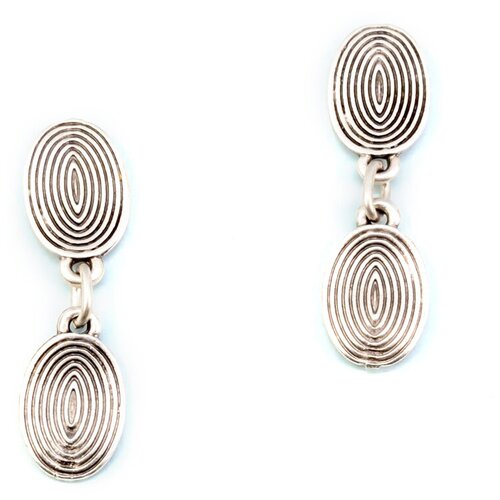 фото Серьги бижутерные овалы (замок-гвоздик, бижутерный сплав, серебристый) 54388 otokodesign