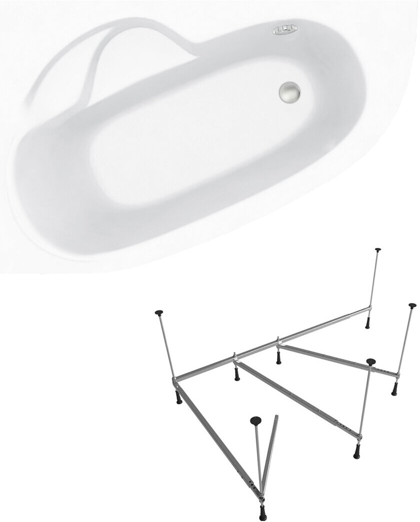 Ванна угловая акриловая 170 х 110 с каркасом Lavinia Boho Bell Pro S1-3702170L в наборе 2 в 1: угловая ванна 170х110 см (левый разворот), металлический каркас