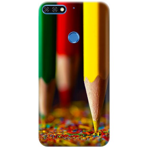 фото Ультратонкий силиконовый чехол-накладка для huawei y6 prime (2018) / honor 7c / honor 7a pro с принтом "желтый карандаш" gosso