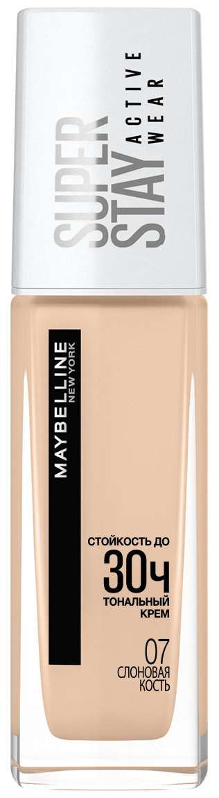 Maybelline New York Тональный крем Super Stay Active Wear 30h, 30 мл, оттенок: 07 Слоновая кость, 1 шт.