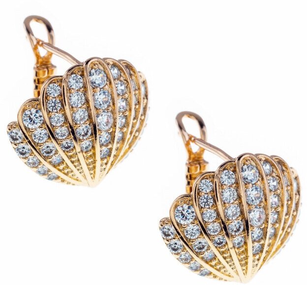 Серьги крупные ракушка xuping jewelry бижутерия под золото сережки с фианитами на вечер