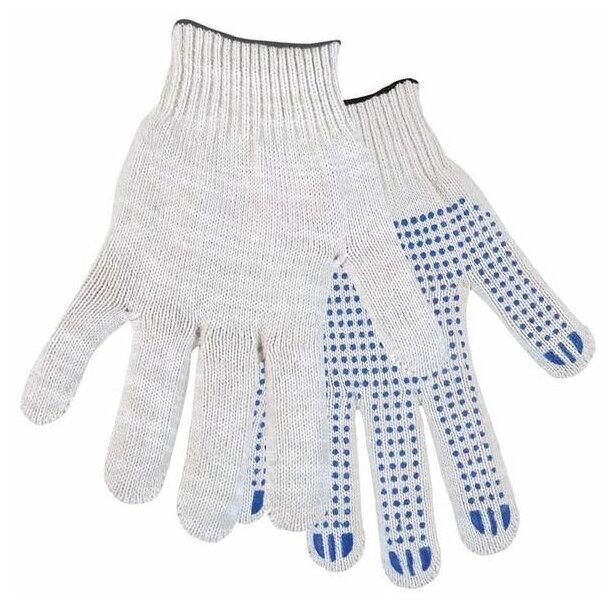 Перчатки (gloves) ХБ 10кл. 4 нитки с ПВХ покрытием белые (5 пар) / PPE-001 - фотография № 2