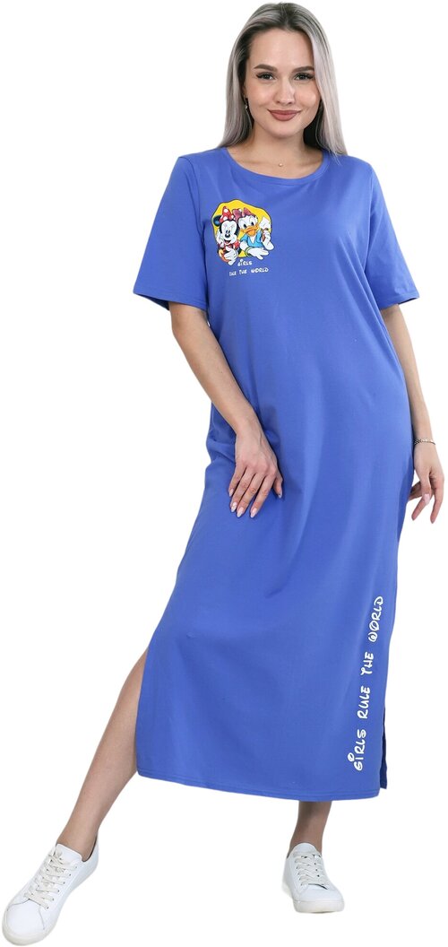 Платье-футболка Sheveli, хлопок, повседневное, полуприлегающее, миди, размер 56, голубой