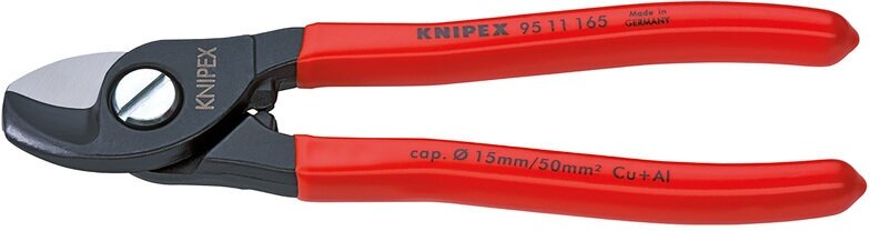 Кабелерез KNIPEX фосфатированный, d 15 мм (50 кв. мм.), длина 165 мм, обливные ручки KN-9511165