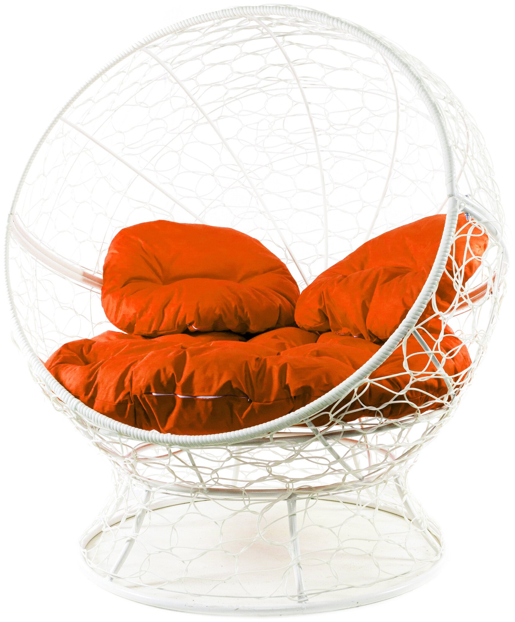 Кресло белое M-Group Апельсин ротанг, 11520107 оранжевая подушка - фотография № 1