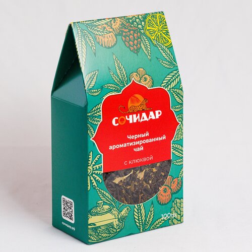 Черный чай Сочидар, с клюквой. Подарочная упаковка 100г.