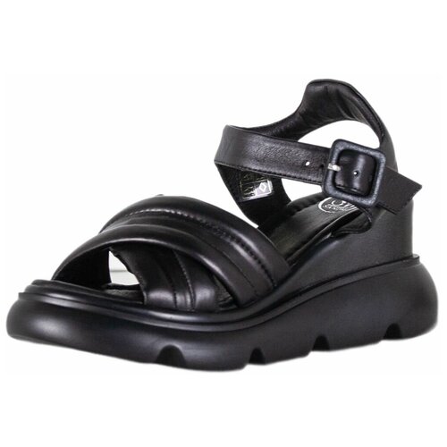 фото Босоножки sandm, натуральная кожа, размер 39, черный