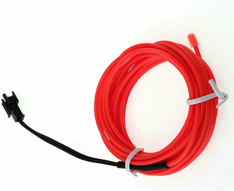 Led гибкий неон узкий (EL провод) 2,3 мм, красный, 1 м, с разъемом для подключения - фотография № 2