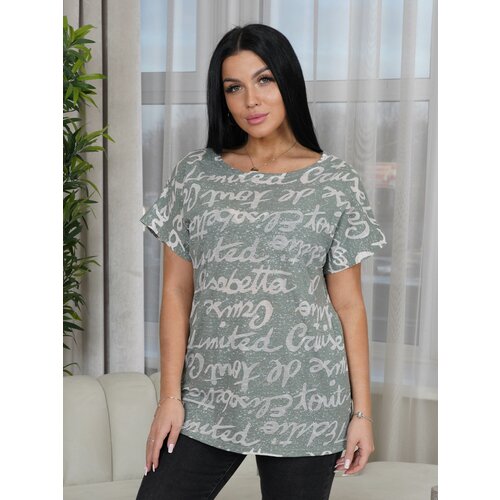 фото Футболка lovetex.store, размер 52, зеленый