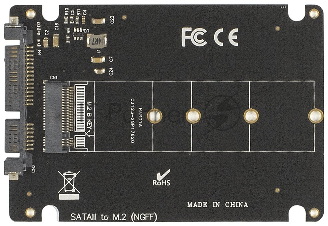 Переходник Exegate EX283708RUS (M.2 B key - 2.5" SATA, для установки SSD M.2 в отсек 2.5") - фото №2