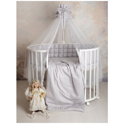 фото Комплект в кроватку для новорожденного с бортиками "карета", patrino, 7 предметов