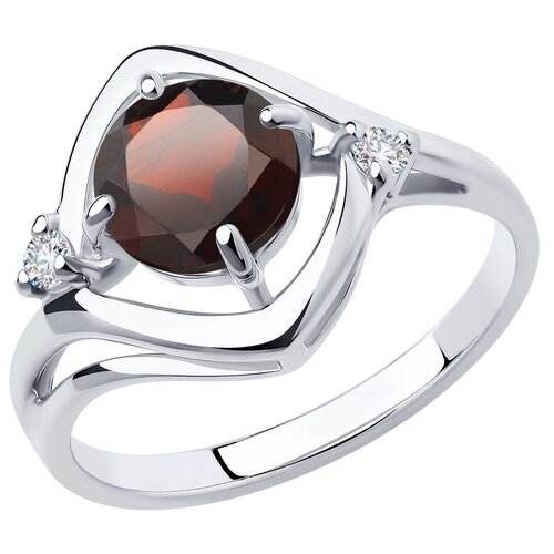 Кольцо Diamant, серебро, 925 проба, родирование, фианит, размер 17 diamant кольцо из серебра с гранатом и фианитами 94 310 00695 2 размер 17 5