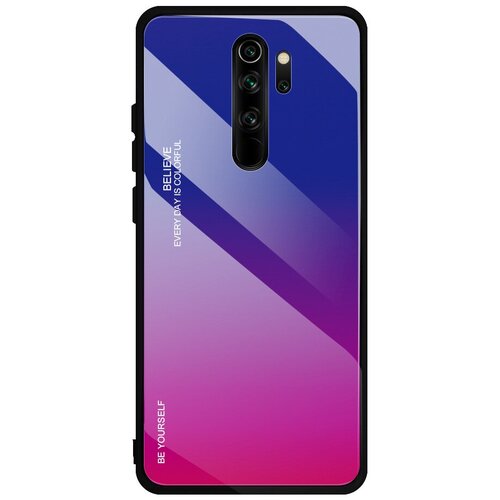 фото Чехол-бампер mypads для xiaomi redmi 9 стеклянный из закаленного стекла с эффектом градиент зеркальный блестящий переливающийся фиолетовый