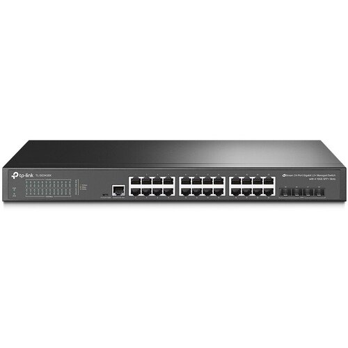 Коммутатор/ JetStream™ 24-port Pure-Gigabit L2+ Managed Switch, 24 10/100/1000Mbps RJ45, 4*10G SFP+ Slots TL-SG3428X