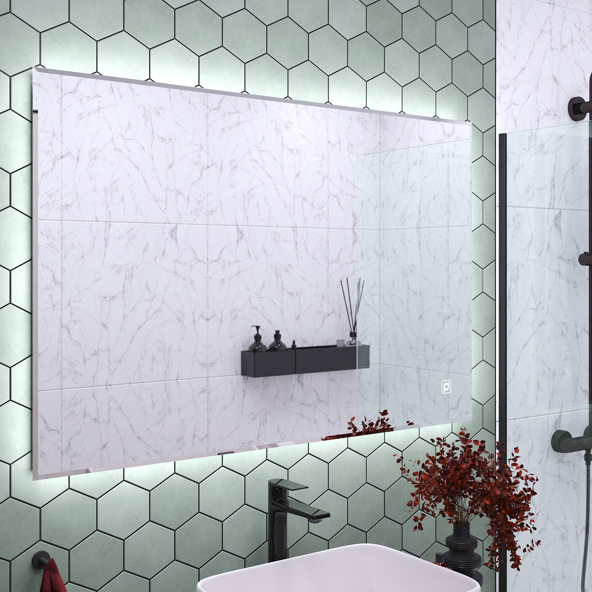 Зеркало для ванной с подсветкой орвието 80 х 120 см сенсор с диммером - фотография № 6