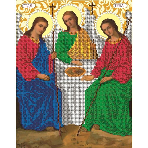 Набор на атласе для вышивания чешским бисером Вышивочка икона Святая Троица 18*23см