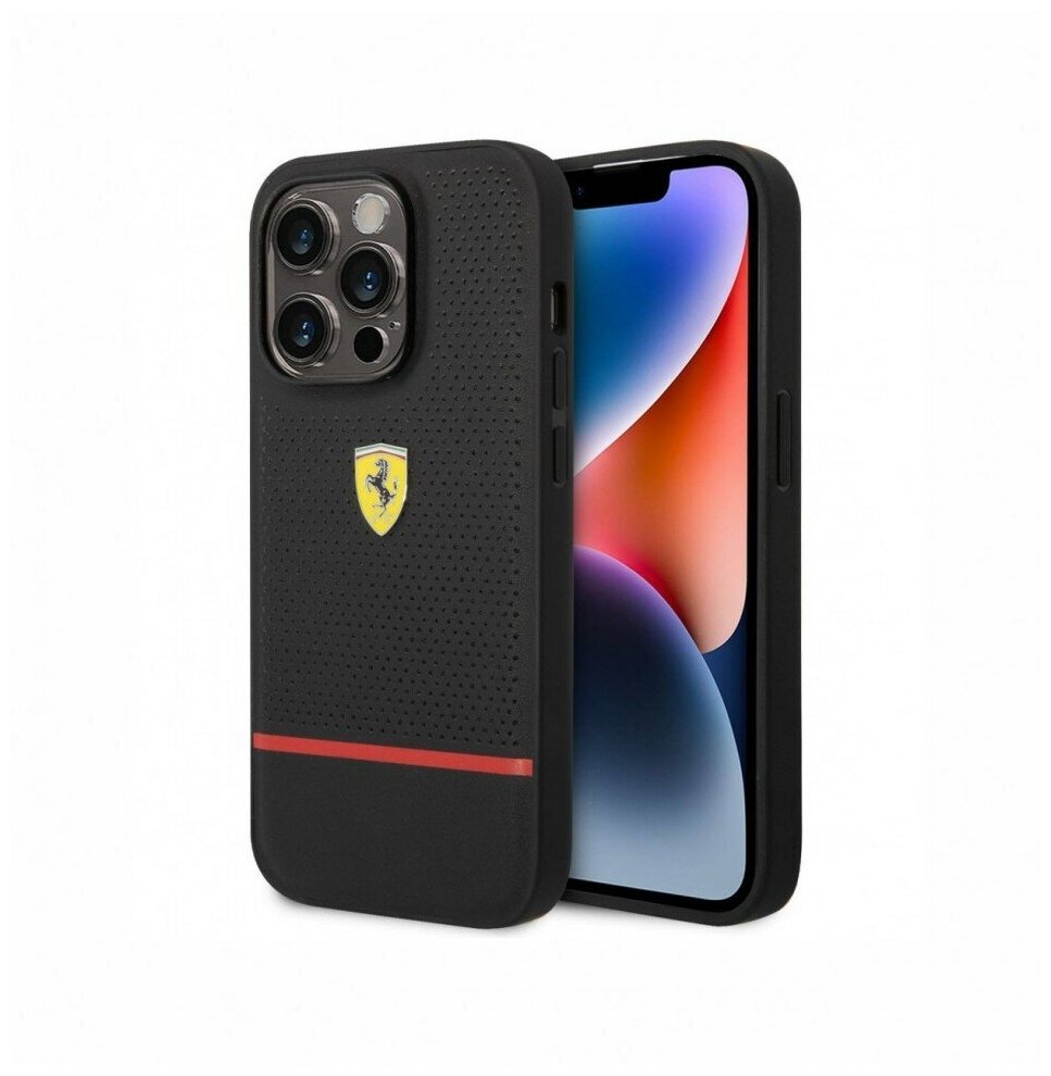Чехол CG Mobile Ferrari Leather Perforated with Red line Hard для iPhone 14 Pro Max, цвет Черный (FEHCP14XRSEK)