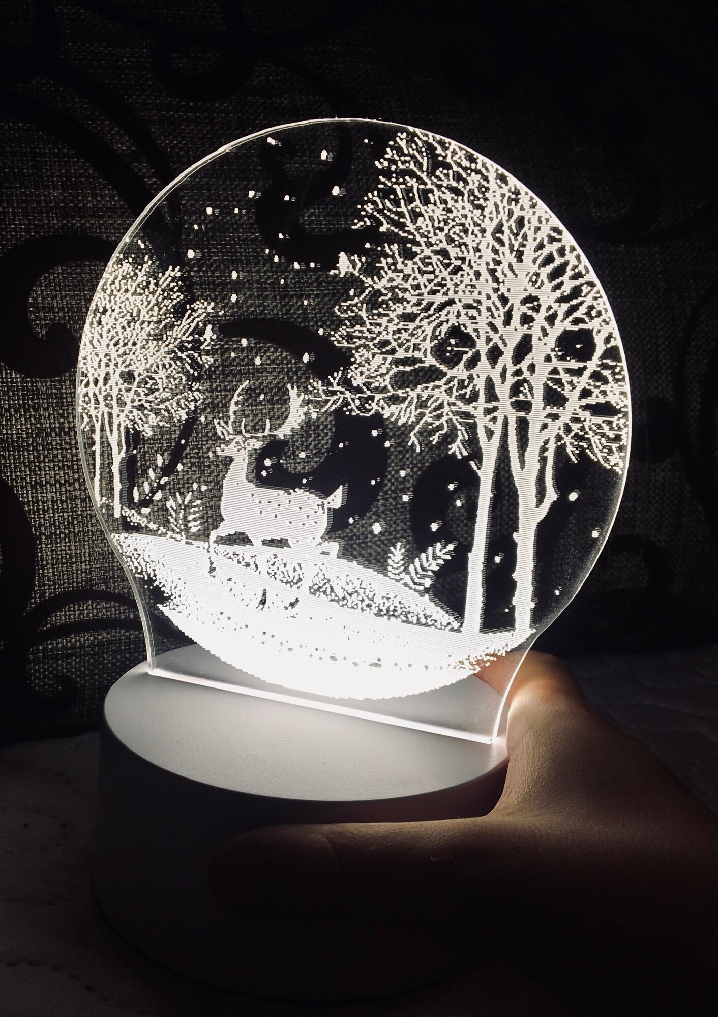 3D LED Олень в лесу Светильник - ночник детский настольный - фотография № 5