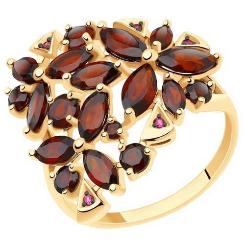 фото Sokolov кольцо из золота с гранатами и корундами 716028, размер 19