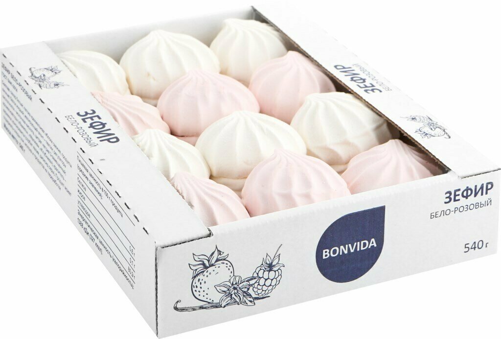Зефир BONVIDA бело-розовый, 540 г - 5 упаковок - фотография № 2