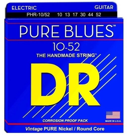 DR PHR-10/52 серия Pure Blues для электрогитары, чистый никель, Medium to Heavy (10-52)