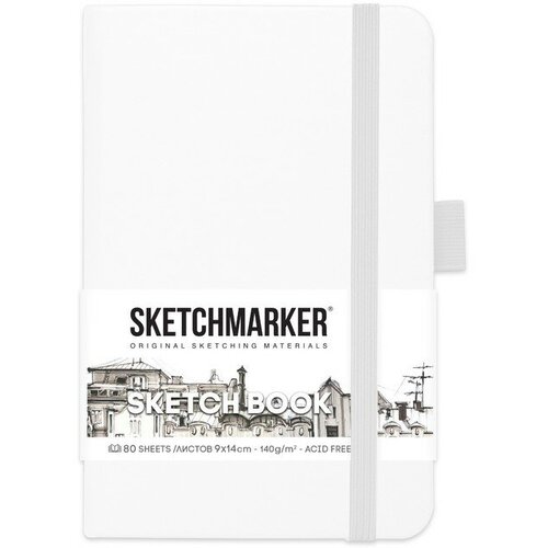 Скетчбук Sketchmarker, 90 х 140 мм, 80 листов, белый, блок 140 г/м2