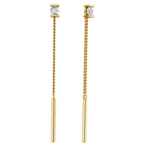 Золотые серьги-продевки с фианитами 0221286-00770